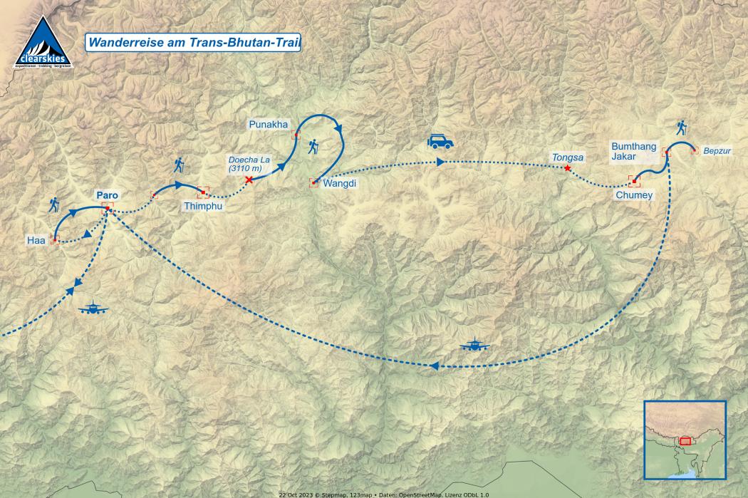 karte bhutan trans-bhutan-trail